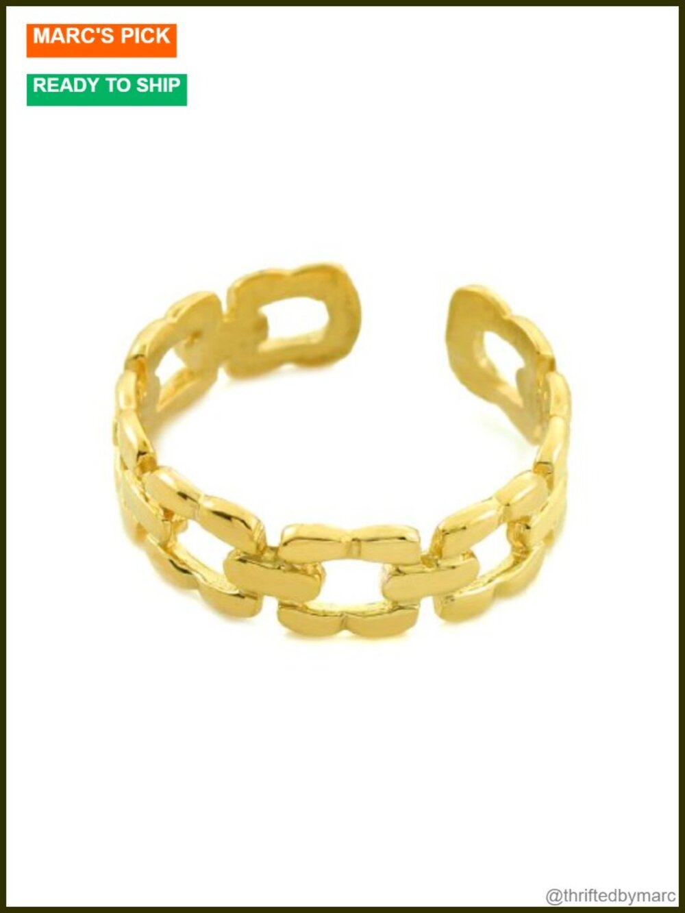 10k Gold Chain Link Toe Ring Solid Yellow Gold Unisex Jewelry